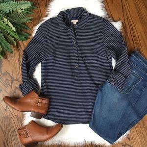 Merona Striped Half Button Up Shirt